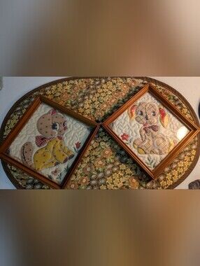 VTG Original Dimensional by Berte 3D Quilted  Wood Framed Pictures Artwork